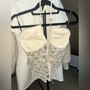 NWT-Forever 21 Cream Lace halter top